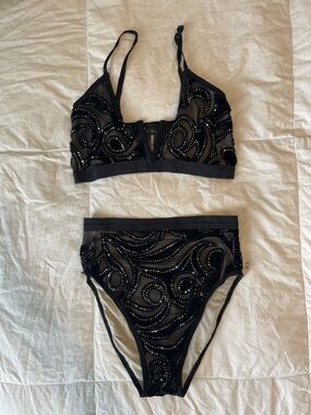 East West Label Black Sequin Top and Bottom SET